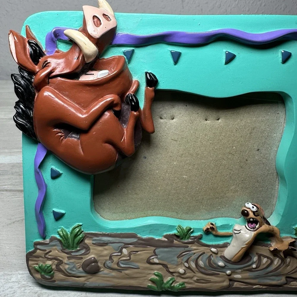 Vintage Disney The Lion King Pumbaa & Timon Picture Frame Easel-Back 2.25 x 3.25